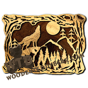 Wood Frame With Howling Wolf | Fretwork Scroll Saw Pattern | Wooden Teddy Bear