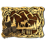 Wood Frame With Moose Scene | Fretwork Scroll Saw Pattern | Wooden Teddy Bear