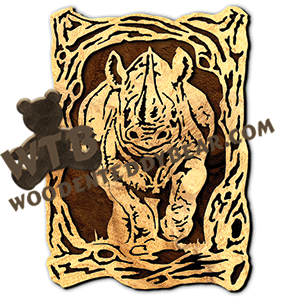 Wood Frame With Rhino | Fretwork Scroll Saw Pattern | Wooden Teddy Bear