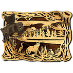 Wood Frame With Wolf Scene | Fretwork Scroll Saw Pattern | Wooden Teddy Bear