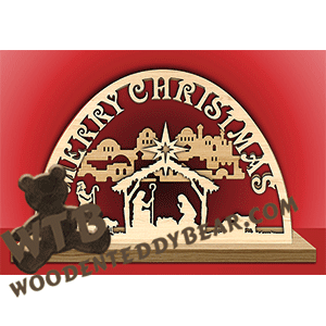 Merry Christmas Arch With Nativity | Fretwork Scroll Saw Pattern | Wooden Teddy Bear