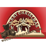 Merry Christmas Arch With Nativity | Fretwork Scroll Saw Pattern | Wooden Teddy Bear