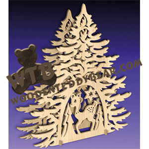 Fretwork Trees Two-Layer Tree - Fawn | Fretwork Scroll Saw Pattern | Wooden Teddy Bear ...