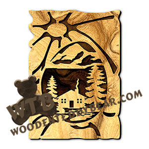 Framed Cabin | Fretwork Scroll Saw Pattern | Wooden Teddy Bear