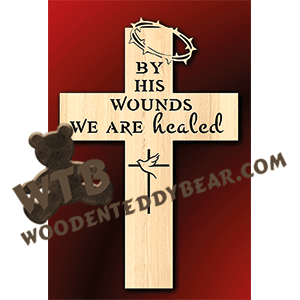 Cross with Crown of Thorns | Fretwork Scroll Saw Pattern | Wooden Teddy Bear