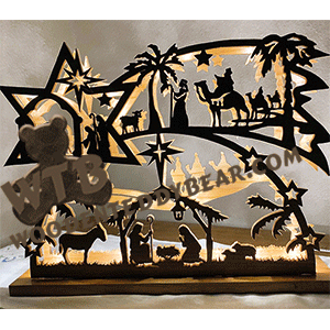 Layered Nativity Arch | Fretwork Scroll Saw Pattern | Wooden Teddy Bear