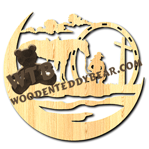 Crescent Plaque - Moment of Silence -Female | Fretwork Scroll Saw Pattern | Wooden Teddy Bear