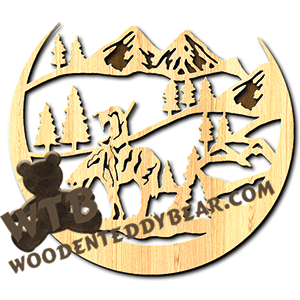 Crescent Plaque - End of the Trail | Fretwork Scroll Saw Pattern | Wooden Teddy Bear