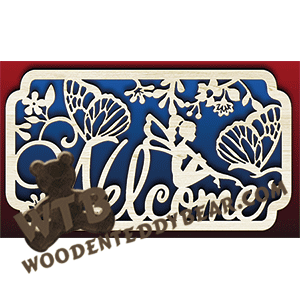 Butterflies & Fairy Welcome | Fretwork Scroll Saw Pattern | Wooden Teddy Bear
