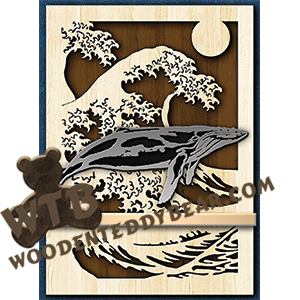 Whale & Waves Shelf | Fretwork Scroll Saw Pattern | Wooden Teddy Bear