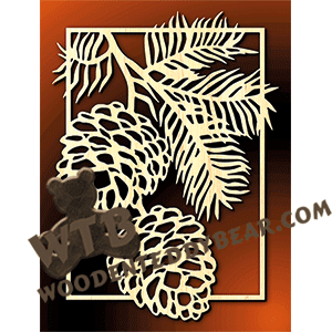 Pinecones with Inner Frame | Fretwork Scroll Saw Pattern | Wooden Teddy Bear