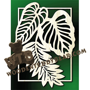 Leaves with Inner Frame | Fretwork Scroll Saw Pattern | Wooden Teddy Bear