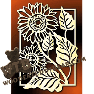 Sunflowers with Inner Frame | Fretwork Scroll Saw Pattern | Wooden Teddy Bear