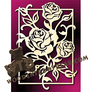 Roses with Inner Frame | Fretwork Scroll Saw Pattern | Wooden Teddy Bear