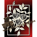 Three Roses with Inner Frame | Fretwork Scroll Saw Pattern | Wooden Teddy Bear