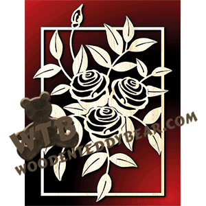 Three Roses with Inner Frame | Fretwork Scroll Saw Pattern | Wooden Teddy Bear
