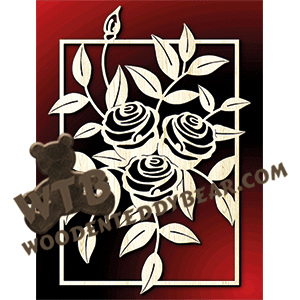 Three Roses with Inner Frame | Fretwork Scroll Saw Pattern | Wooden ...