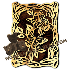 Wood Frame with Butterflies | Fretwork Scroll Saw Pattern | Wooden Teddy Bear