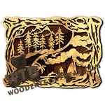 Wood Frame with Earth and Sea | Fretwork Scroll Saw Pattern | Wooden Teddy Bear