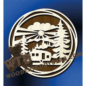 Triple Ring Framed Camping Scene | Fretwork Scroll Saw Pattern | Wooden Teddy Bear