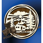 Triple Ring Framed Camping Scene | Fretwork Scroll Saw Pattern | Wooden Teddy Bear