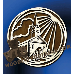 Triple Ring Framed Church | Fretwork Scroll Saw Pattern | Wooden Teddy Bear