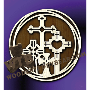Triple Ring Framed Crosses | Fretwork Scroll Saw Pattern | Wooden Teddy Bear