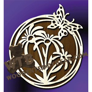 Triple Ring Framed Flowers & Butterfly | Fretwork Scroll Saw Pattern | Wooden Teddy Bear