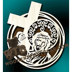 Triple Ring Framed Jesus & Cross | Fretwork Scroll Saw Pattern | Wooden Teddy Bear
