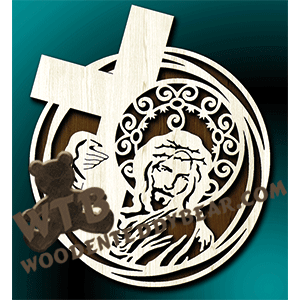 Triple Ring Framed Jesus & Cross | Fretwork Scroll Saw Pattern | Wooden Teddy Bear