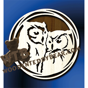 Triple Ring Framed Owl Pair | Fretwork Scroll Saw Pattern | Wooden Teddy Bear