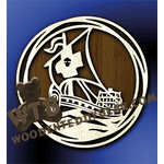 Triple Ring Framed Pirate Ship | Fretwork Scroll Saw Pattern | Wooden Teddy Bear