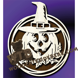 Triple Ring Framed Pumpkin with Witch's Hat | Fretwork Scroll Saw Pattern | Wooden Teddy Bear