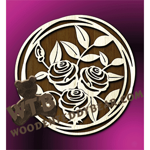Triple Ring Framed Roses | Fretwork Scroll Saw Pattern | Wooden Teddy Bear