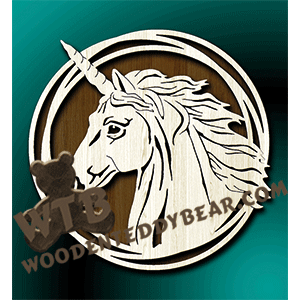 Triple Ring Framed Unicorn | Fretwork Scroll Saw Pattern | Wooden Teddy Bear