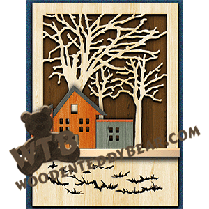 Winter Trees Shelf | Fretwork Scroll Saw Pattern | Wooden Teddy Bear