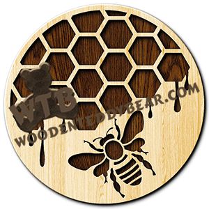 Bee and Honeycomb | Fretwork Scroll Saw Pattern | Wooden Teddy Bear