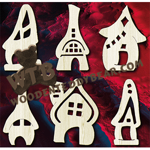 Wonky House Ornaments | Fretwork Scroll Saw Pattern | Wooden Teddy Bear