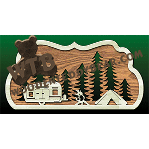 Camping Plaque | Fretwork Scroll Saw Pattern | Wooden Teddy Bear