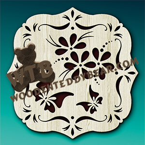 Butterfly & Flowers | Fretwork Scroll Saw Pattern | Wooden Teddy Bear