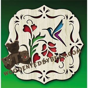 Hummingbird & Flowers | Fretwork Scroll Saw Pattern | Wooden Teddy Bear