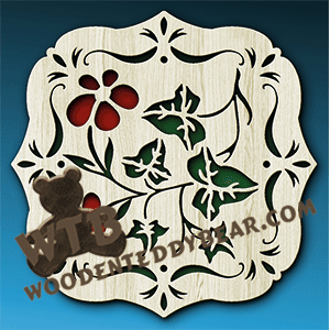 Ivy & Flowers | Fretwork Scroll Saw Pattern | Wooden Teddy Bear
