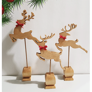 Three Reindeer on Stand | Fretwork Scroll Saw Pattern | Wooden Teddy Bear