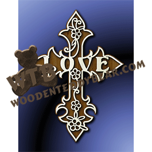 Pointy Cross - Love | Fretwork Scroll Saw Pattern | Wooden Teddy Bear
