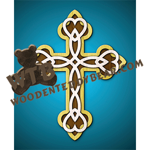 Multi-Layered Cross #3 | Fretwork Scroll Saw Pattern | Wooden Teddy Bear