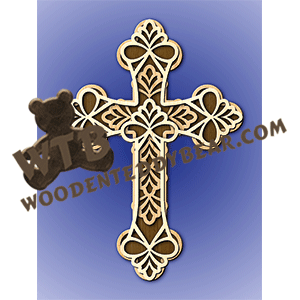 Multi-Layered Cross #4 | Fretwork Scroll Saw Pattern | Wooden Teddy Bear