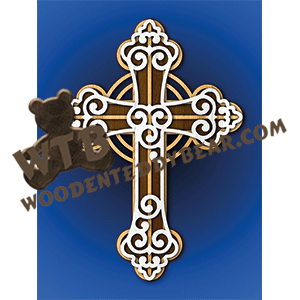 Multi-Layered Cross #5 | Fretwork Scroll Saw Pattern | Wooden Teddy Bear