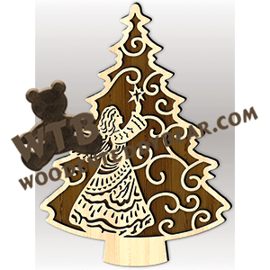 Angel Tree | Fretwork Scroll Saw Pattern | Wooden Teddy Bear