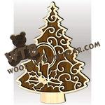 Candle & Holly Tree | Fretwork Scroll Saw Pattern | Wooden Teddy Bear