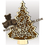 Poinsettia Tree | Fretwork Scroll Saw Pattern | Wooden Teddy Bear